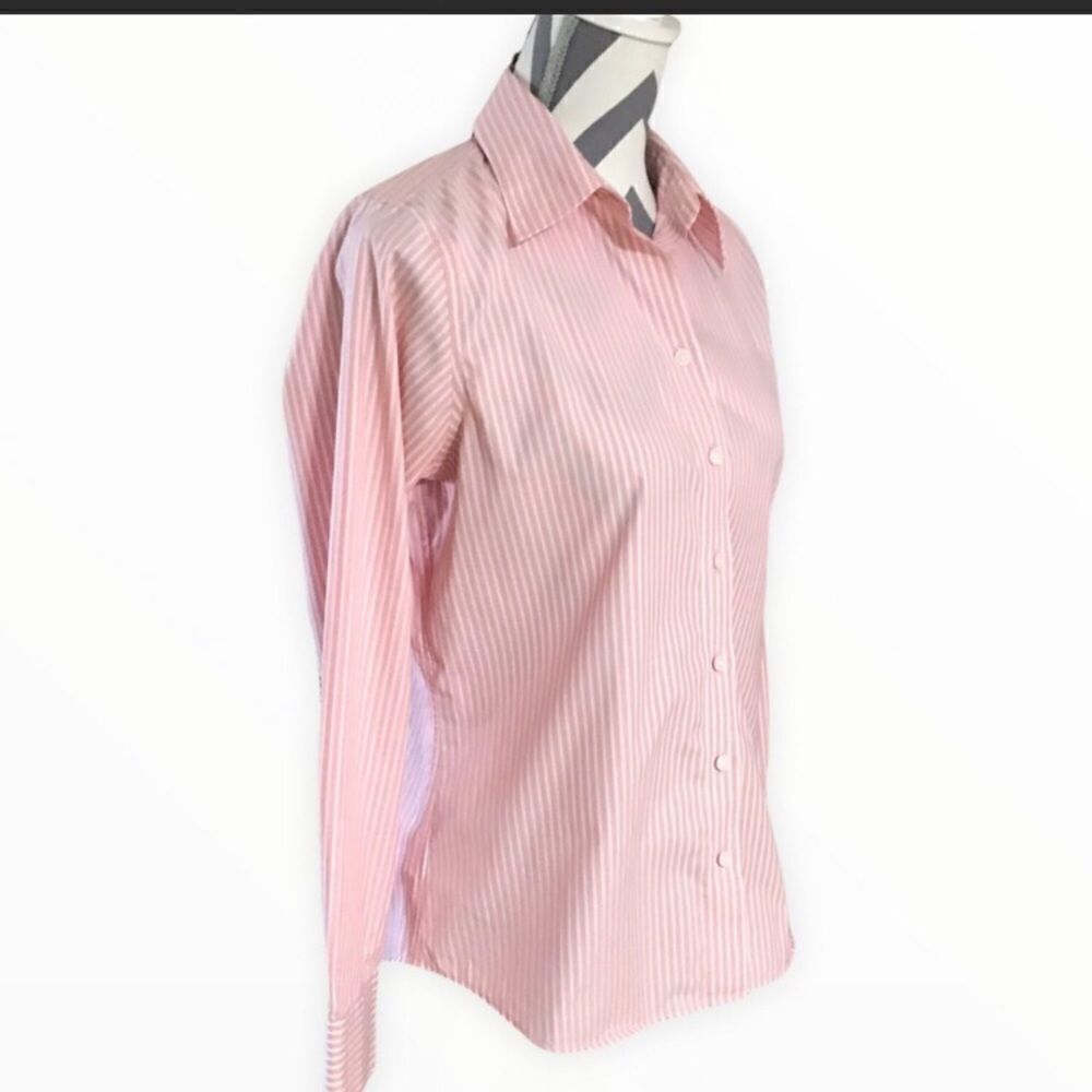 Eddie Bauer SMALL Wrinkle Resistant Button Down Pink & White Shirt